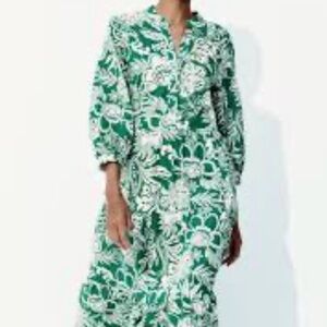 NWT H&M Tiered Midi Dress Green Sz XS